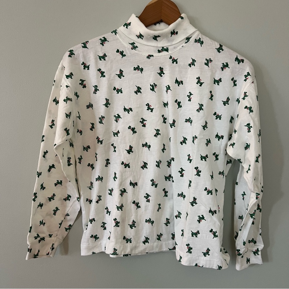 Vintage Christmas Scottie Dog Turtleneck • Small